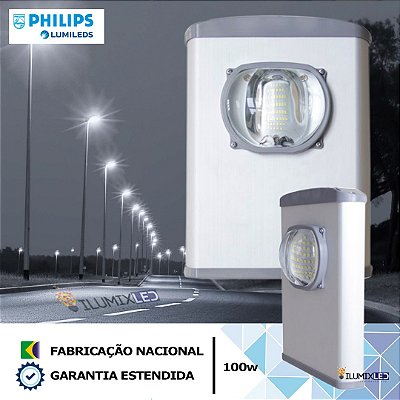 Luminária LED Pública Modular para Poste 100w | Bivolt | IP66 | 14.000 Lúmens | LED PHILIPS | Para Vias ou Condomínio