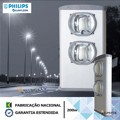 Luminária LED Pública Modular para Poste 200w | Bivolt | IP66 | 28.000 Lúmens | LED PHILIPS | Para Vias ou Condomínio