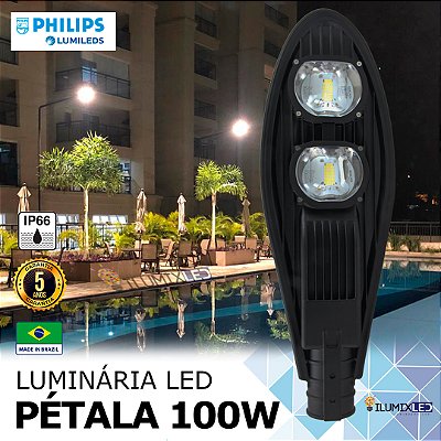 Luminária LED Pública Pétala para Poste 100w | Bivolt | IP66 | 14.000 Lúmens | LED PHILIPS | Para Rua ou Condomínio