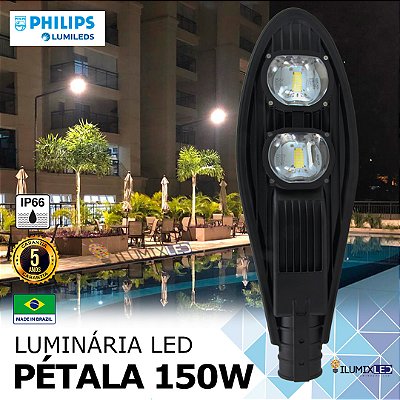 Luminária LED Pública Pétala para Poste 150w | Bivolt | IP66 | 21.000 Lúmens | LED CHIP PHILIPS | Para Rua ou Condomínio