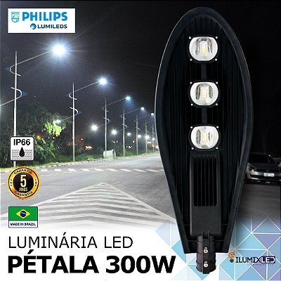 Luminária LED Pública Pétala para Poste 300w | Bivolt | IP66 | 42.000 Lúmens | LED CHIP PHILIPS | Para Rua ou Condomínio