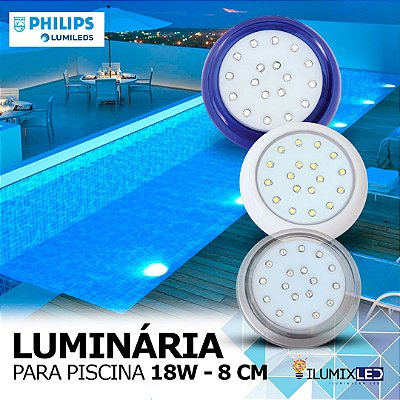 LUMINÁRIA LED PARA PISCINA 18w | 8 cm | POLICARBONATO | IP68 À prova d'água | LED CHIP PHILIPS