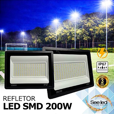 Refletor LED SMD SLIM 200w | Bivolt | IP67 | 16.000 Lúmens | 6.500k | LINHA COMERCIAL