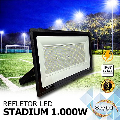 Refletor LED STADIUM SMD 1.000w | Bivolt | IP67 | 80.000 Lúmens | 6.500k | LINHA COMERCIAL