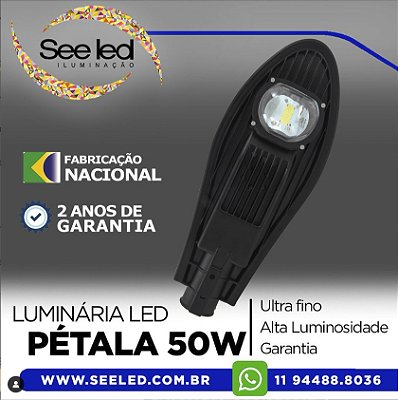 Luminária LED Pública Pétala para Poste 50w | Bivolt | IP67 | 5.000 Lúmens | 6.500k | Para Rua ou Condomínio