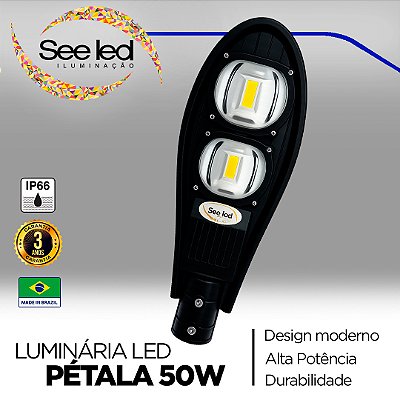 Luminária LED Pública Pétala para Poste 100w | Bivolt | IP66 | 10.000 Lúmens | 6.500k | Para Rua ou Condomínio