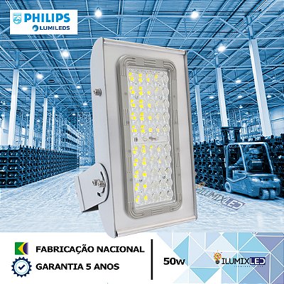 Refletor LED SMD 50w Modular | Bivolt | IP66 | 7.000 Lúmens | LED PHILIPS | LINHA PROFISSIONAL