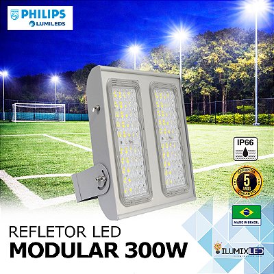 Refletor LED SMD 300w Modular | Bivolt | IP66 | 42.000 Lúmens | LED PHILIPS | LINHA PROFISSIONAL