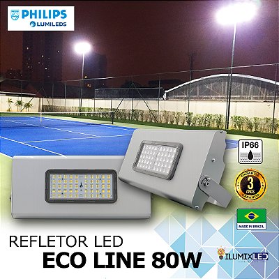 Refletor LED ECO LINE 80w | Bivolt | IP65 | 9.600 Lúmens | LED PHILIPS | LINHA AMADOR