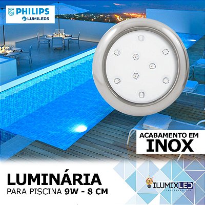LUMINÁRIA LED PARA PISCINA 9w | 8 cm | INOX | IP68 À prova d'água | LED CHIP PHILIPS