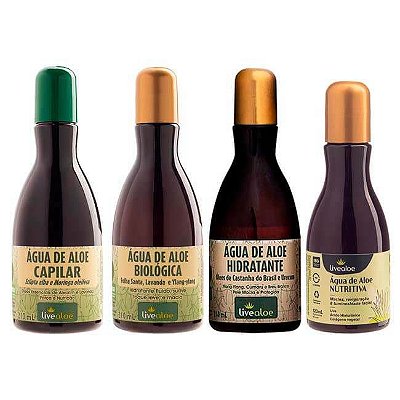 Combo de Águas Live Aloe - Biológica + Capilar + Hidratante + Nutritiva