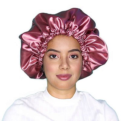 Touca de Cetim Dupla Camada Rosa Vintage - Turban