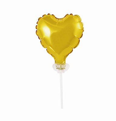 Topo de Bolo Balão Coração - Dourado (unidade - 10 cm)