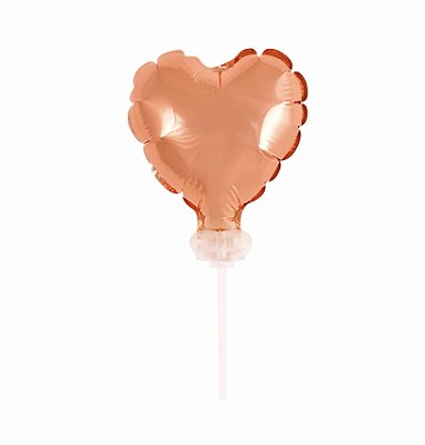 Topo de Bolo Balão Coração - Rose Gold (unidade - 10 cm)