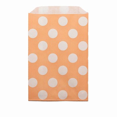 Saquinho de papel bolinhas - Tangerina (12x18 cm - 12 unidades)