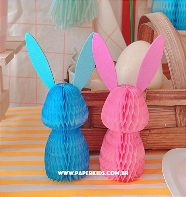 Mini Coelhos de papel - Escolha entre Azul ou Rosa (4 unidades)