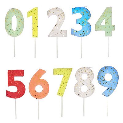 Vela numeral Glitter - 7 cm (escolha de 0 a 9)