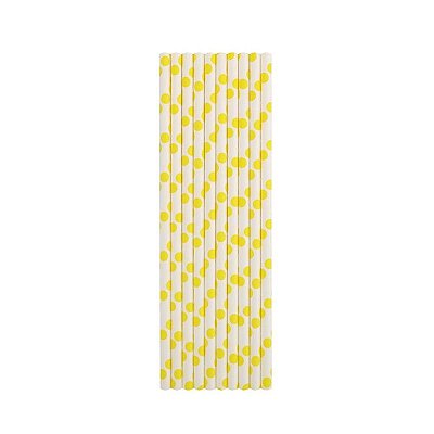 Canudo de papel - Bolinha amarela (20 unidades)
