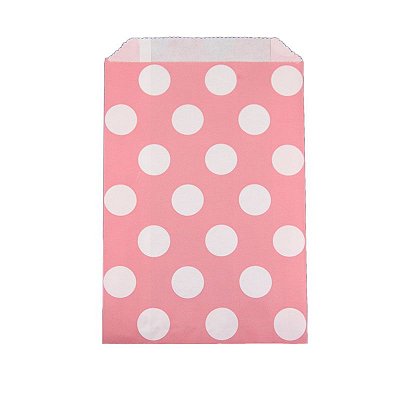 Saquinho de papel Rosa -  Bolinhas (12x18 cm - 12 unidades)
