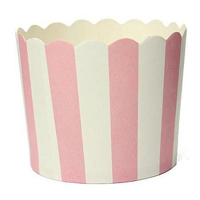 Formas de papel forneáveis para Cupcake - listras Rosa (20 unidades)