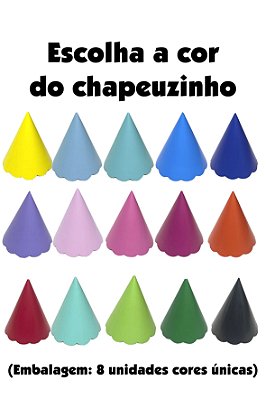 Chapeuzinhos de Aniversário - Escolha a cor (8 unidades)