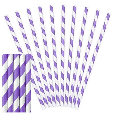 Canudo de papel listrado Roxo - 20 unidades