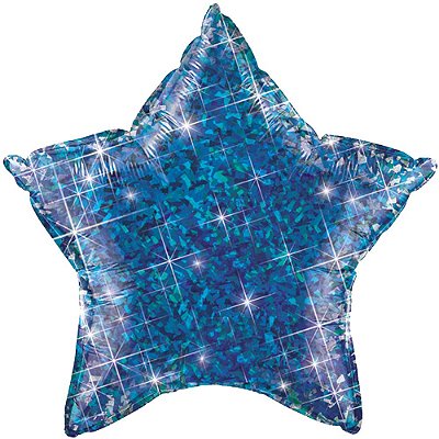 Balão 20" Estrela Holográfica Azul - 51 cm (unidade)
