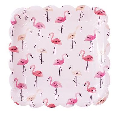 Prato de papel - Flamingos 8 un (23 cm)