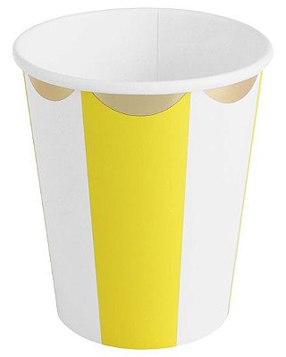 Copo de papel - Amarelo/Branco/Dourado (10 unidades)