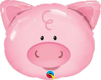 Balão metalizado - Porco Rosa 30" 58x51 cm (unidade)