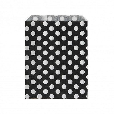Saquinho de papel bolinhas - Preto e Branco (13x18 cm - 10 unidades)