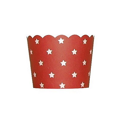 Formas de papel forneáveis para Cupcake Vermelho - Estrelas (20 unidades)