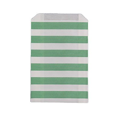 Saquinho de papel listras - Verde Claro 12x18 cm (12 unidades)