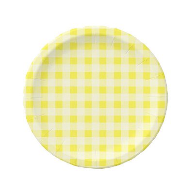 Pratinho de papel xadrez - Vichy Amarelo (18 cm - 10 unidades)