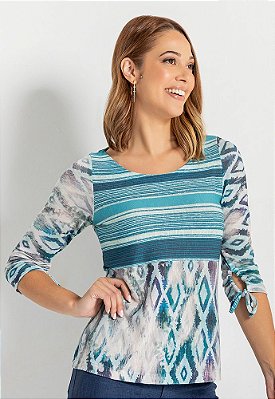 Blusa Aura Manga ¾ com Franzido