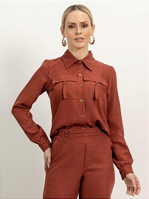 Camisa "Experiências" Manga Longa com Bolsos