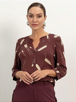 Camisa "Vibrações" Mangas ¾ Estampada