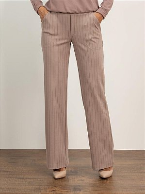 Calça "Emoções" Semi Wide Risca de Giz