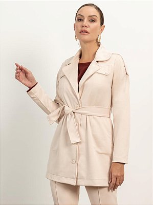 Casaco "Experiências" Trench Coat Suede Twill
