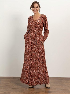 Vestido "Desejos" Longo Manga Longa