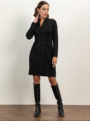 Vestido "Emoções" Reto Abotoamento Duplo