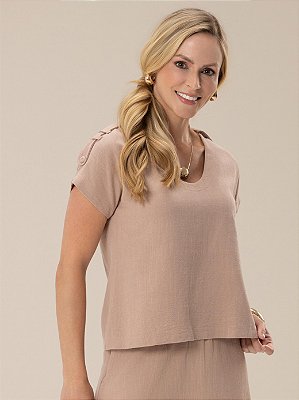 Blusa "Equilíbrio" Japonesa Ombros com Martingales