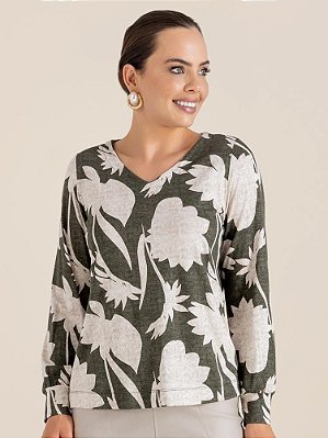 Blusa "Movimento" Manga Longa Decote V