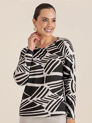Blusa "Movimento" Manga Longa Decote U Franzido