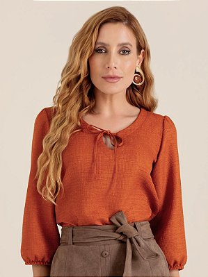 Blusa "Ânimo" Mangas ¾ Texturizada