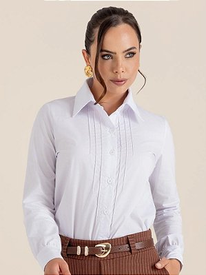 Camisa "Calma" Manga Longa Tricoline Nervurada