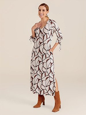 Vestido "Movimento" Mangas ¾ Decote V