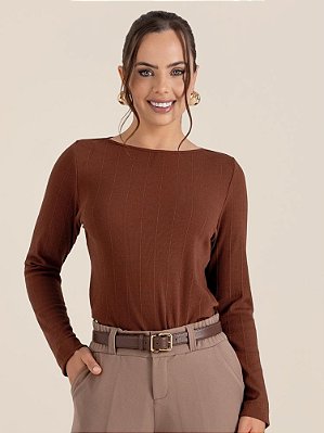 Blusa "Ânimo" Canelado Especial Manga Longa