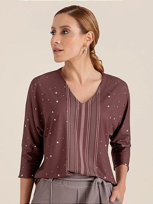 Blusa "Sussurro" Manga ¾ Estampa Exclusiva