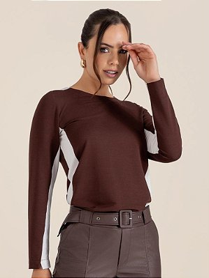 Blusa "Propósito" Manga Longa Bicolor